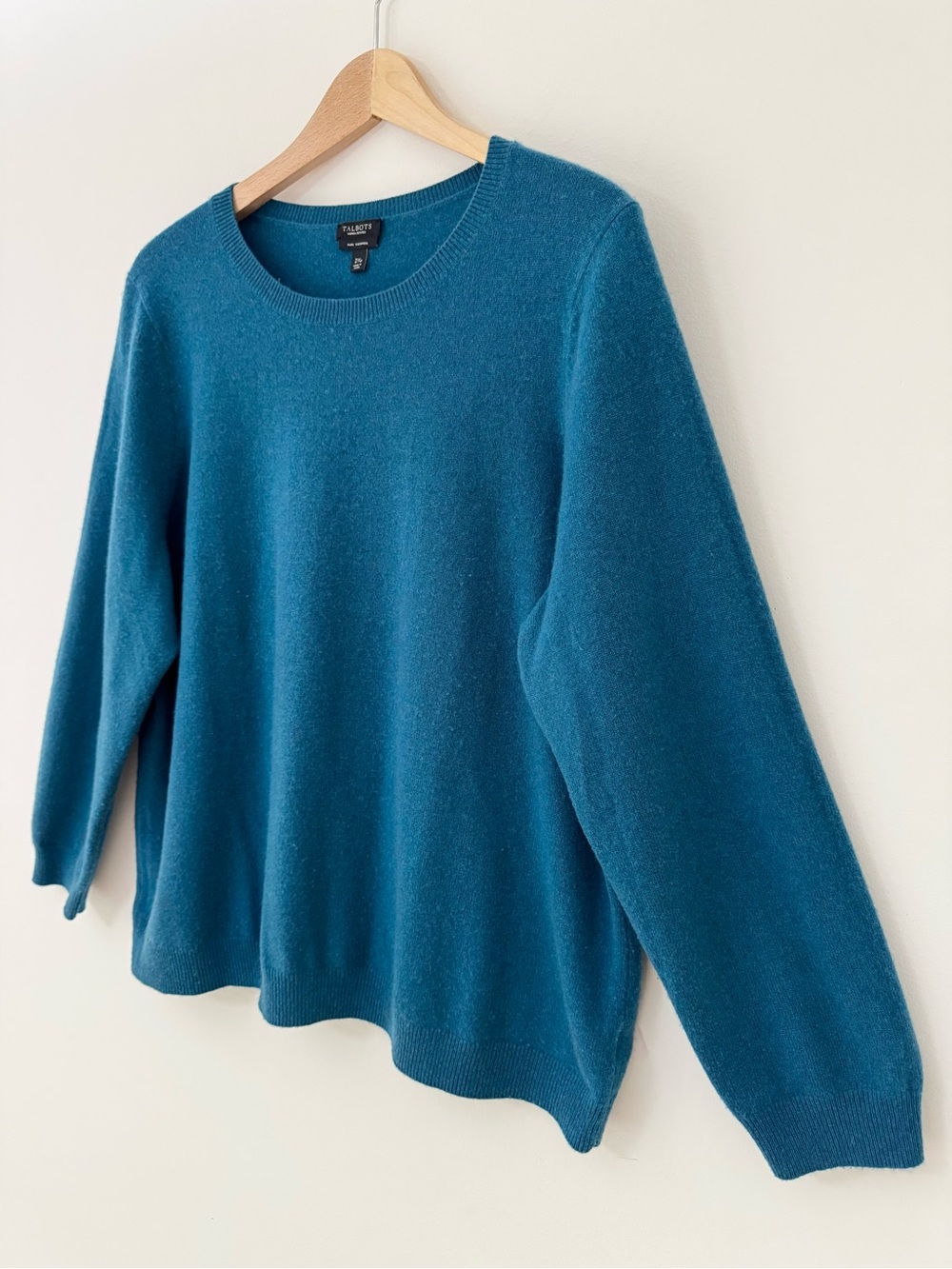 Talbots Audrey 100% Cashmere Sweater Teal Ocean Blue Plus Size 2X Petite 2XP - Picture 4 of 10